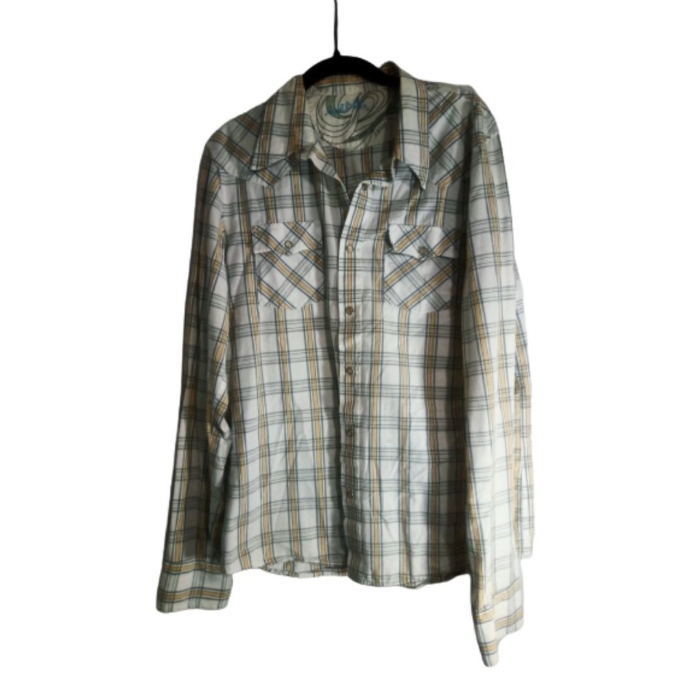 Hollister Shirt Snap Up Men's Size L Snap To Pointed Collar Plaid Western